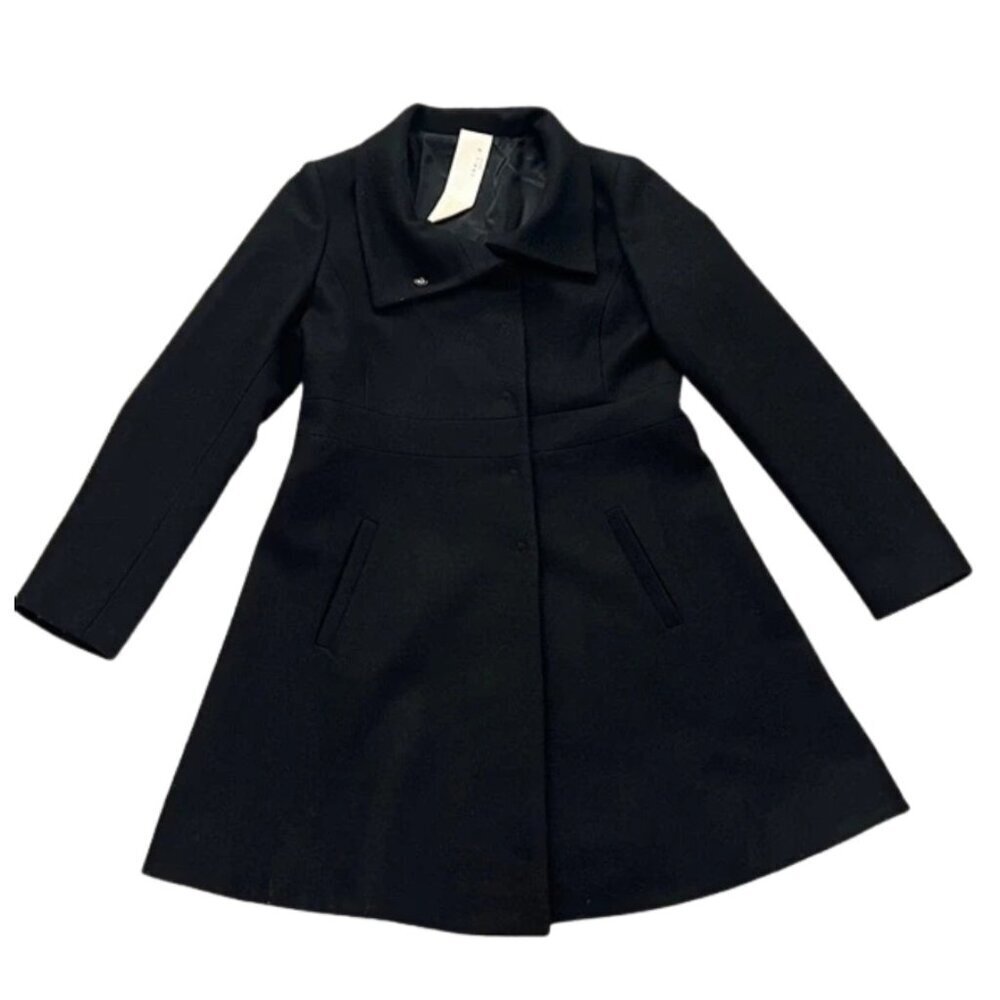 Annie P Made in Italy Women’s Black Wool Coat - Size 48 IT